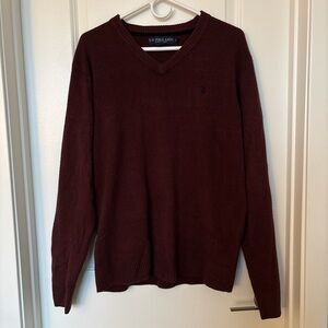 U.S. Polo Assn. Burgundy V-Neck Sweater Size Large